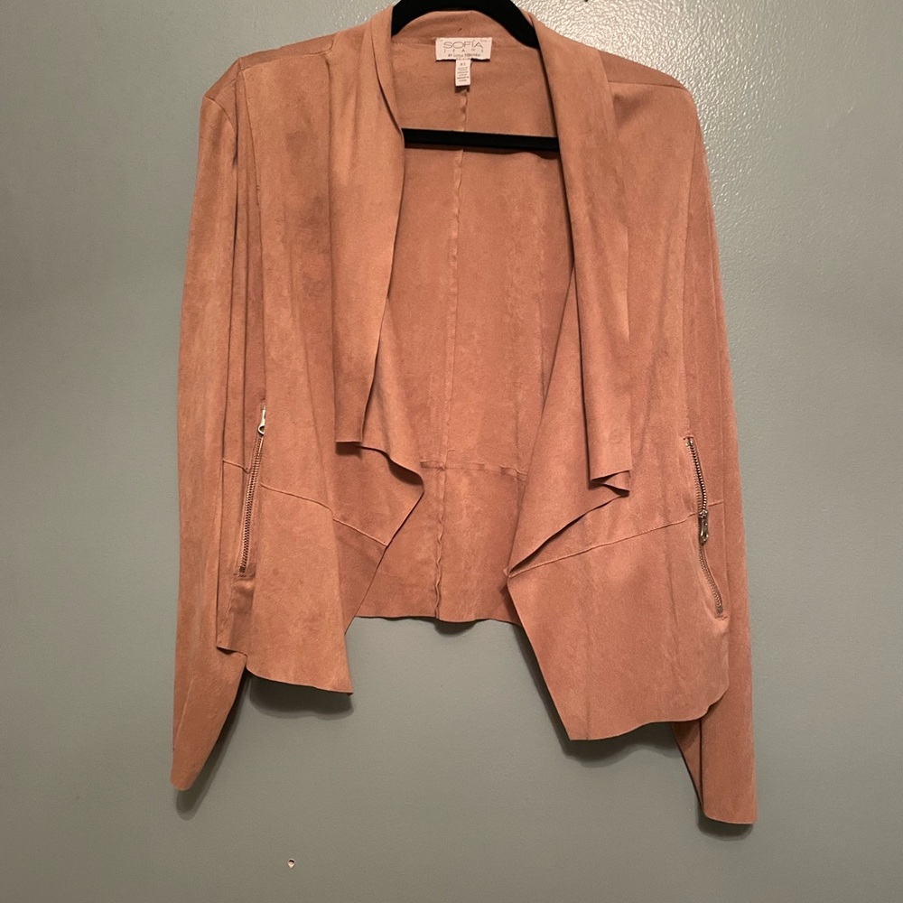 Faux suede waterfall jacket